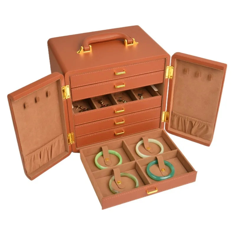 Large Capacity Women Jewelry Box Handheld Drawer Jewelry Boxes Detachable Multifunctional Bracelet Necklace Organizer Cases