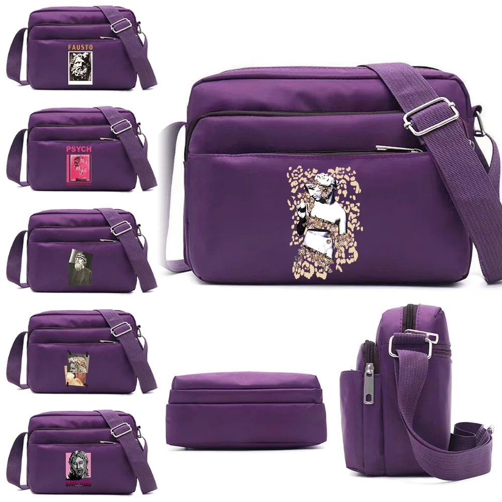 Single Shoulder Crossbody Bag High-quality Work Commuting Sculpture Pattern Printing Series Purple Multi-layer Storage Bag