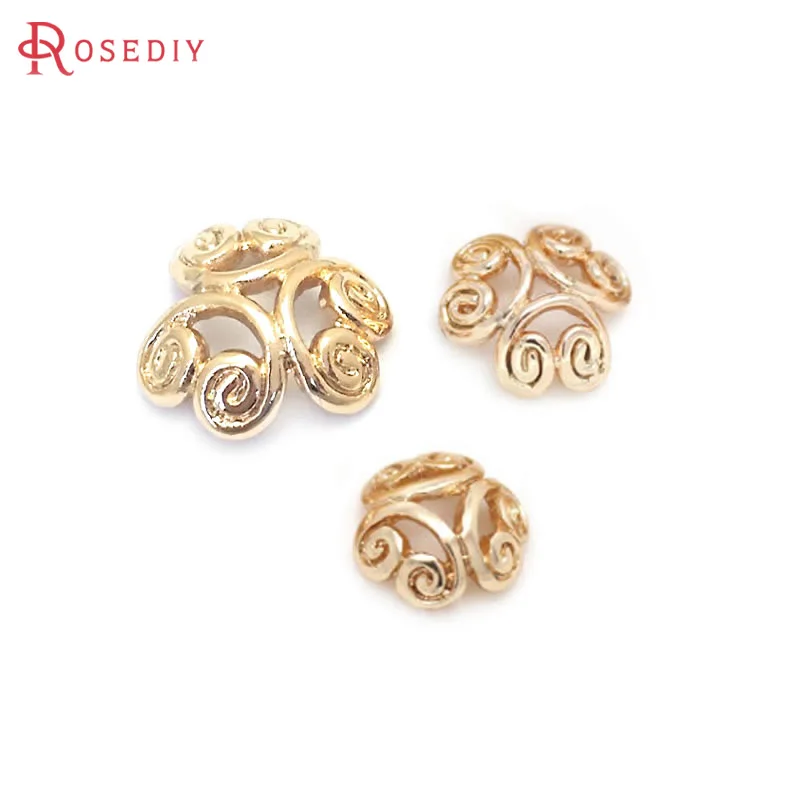 6MM 8MM 11MM High Quality 18K Gold Color Brass Curl Pattern Beads Caps High Quality Diy Jewelry Making Accessories