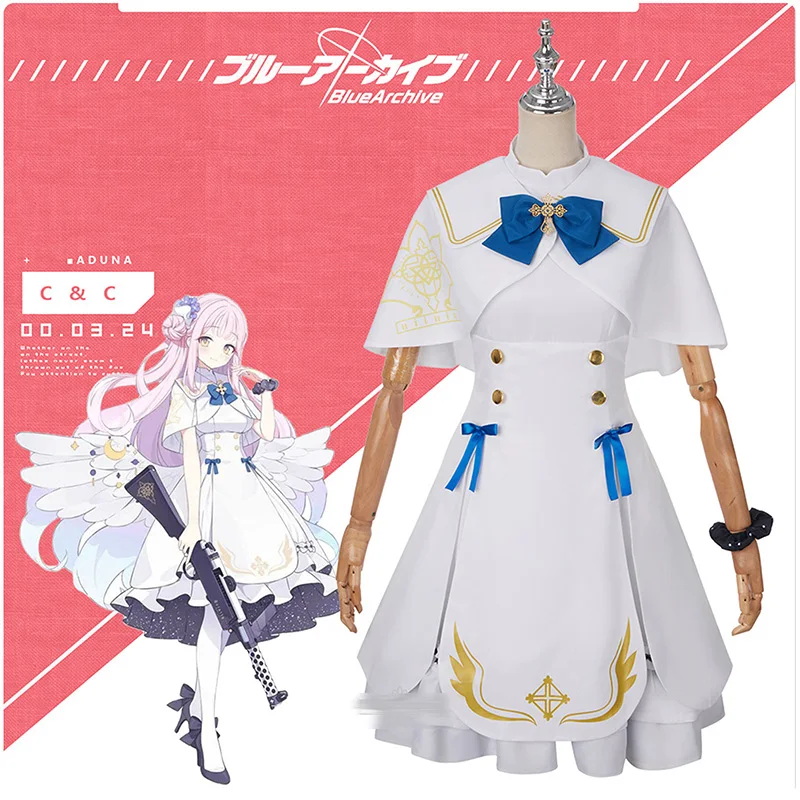 New！Blue Archive Cos Misono Mika lovely Cosplay game same Women battle Costume Female White dress G