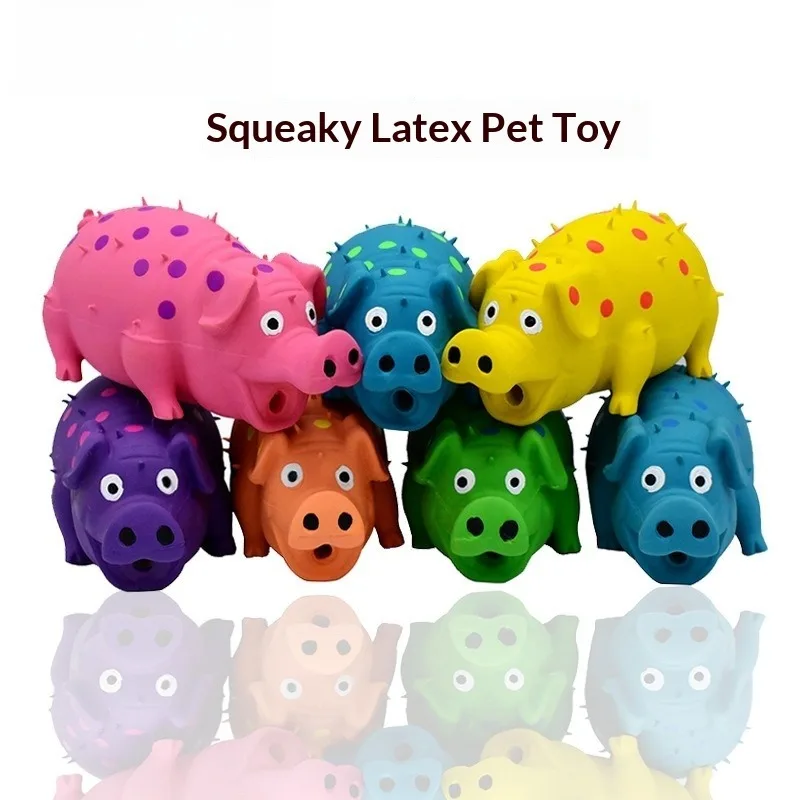 Buntes Gepunktetes Schweinchen-Latex-Hundespielzeug - Quietschendes Kauspielzeug für Welpen und Erwachsene Hunde zur Zahnreinigung und Interaktiven Zahnpflege