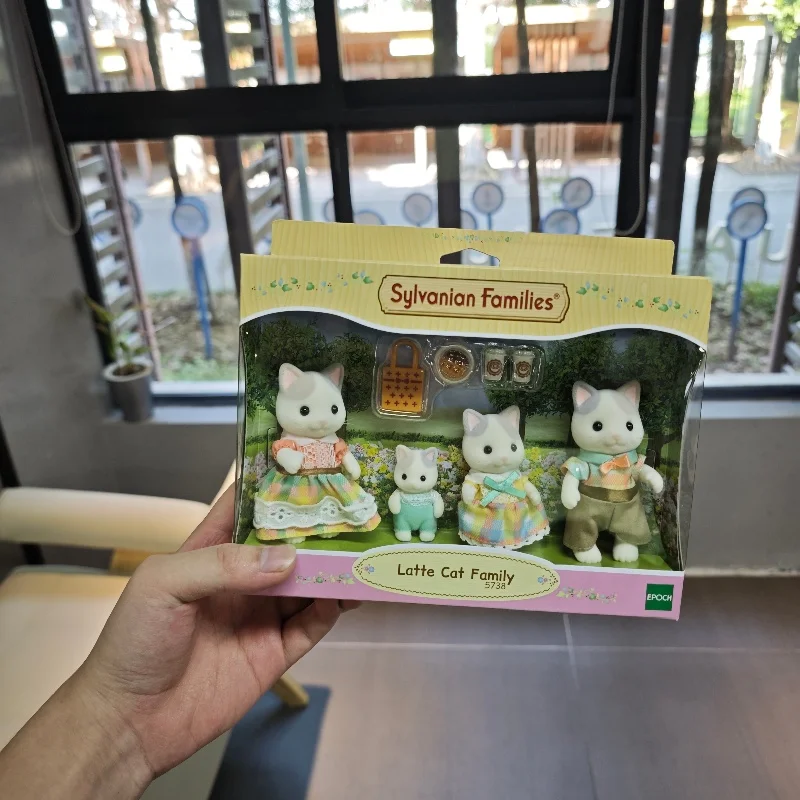 Sylvanian Families Calico Critters Ragazze Giocattoli per bambini Figure anime in miniatura Bambole Giocattoli per bambini Regalo di compleanno Famiglia di gatti latte