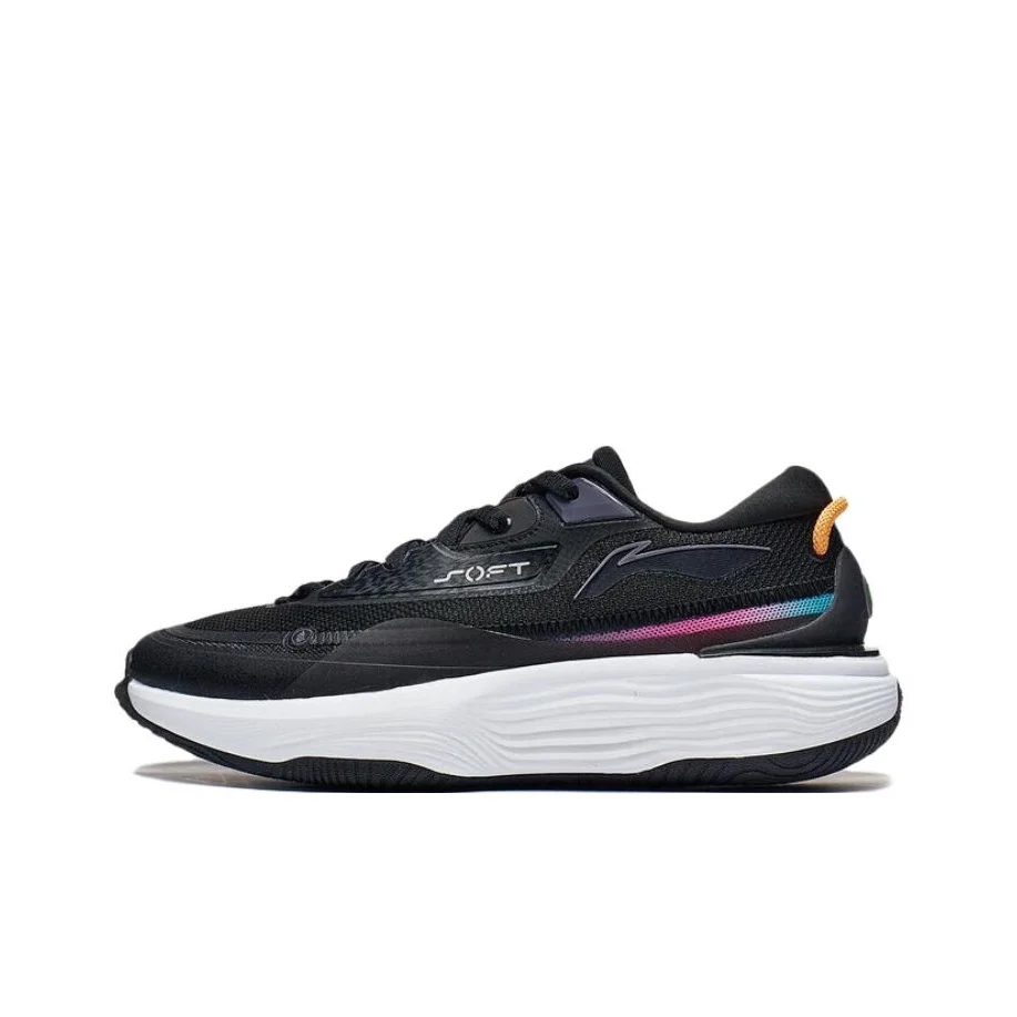 Li Ning SOFT WARM Cushioning Abrasion Resistant Low top Casual Shoes Men's Black Orange AGLT121-1