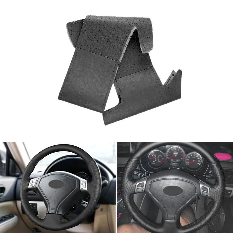 Hand Stitched Black Leather For Subaru Forester Outback Legacy 2005 2006 2007 Car Steering Wheel Cover Protective Trim
