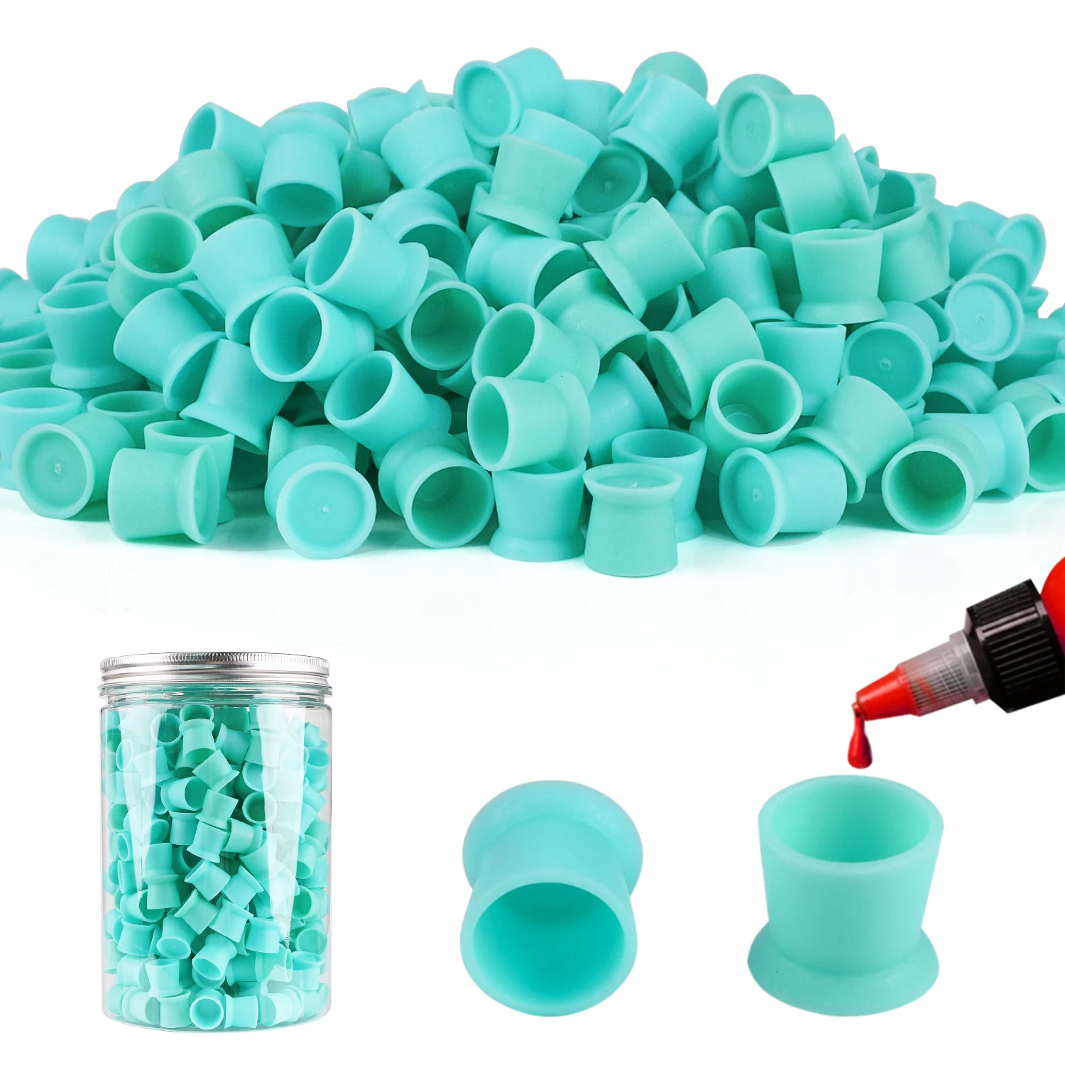 300pcs Disposable Silicone Tattoo Ink Cups Permanent Makeup Coloring Pigment Container for Tattoo Artists Professional Accessory