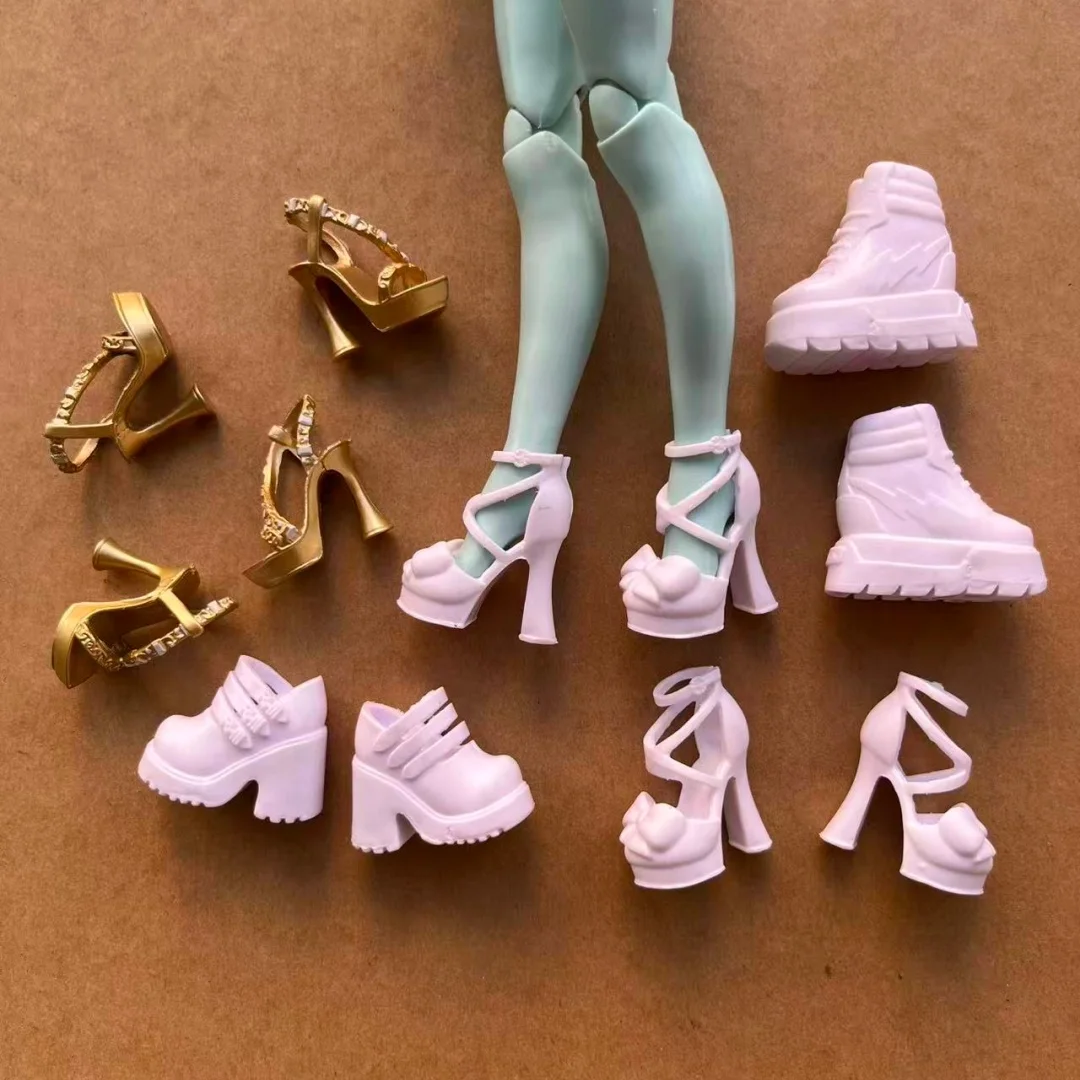 Sandálias de boneca arco-íris, peças originais coloridas, sapatos de boneca monstro, ouro branco, novas peças originais de boneca