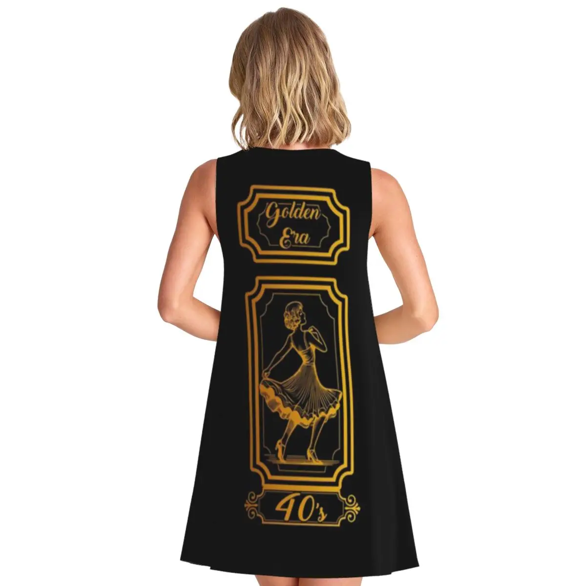 40s Golden Era Women's Sleeveless Street Outing Loose Dress Fairycore Elegant Evening Dress