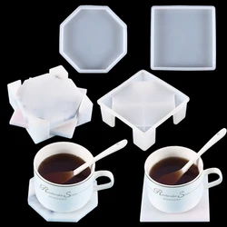 Coaster Silicone Resin Mold Coaster Storage Box Round Square Octagon DIY Art Craft Cup Mats Making Mould