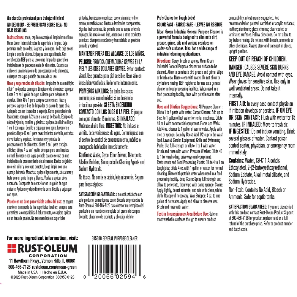 Limpiador industrial multiusos en aerosol, limpiador multisuperficie registrado NSF no tóxico, uso residencial comercial, grasa de bajo olor