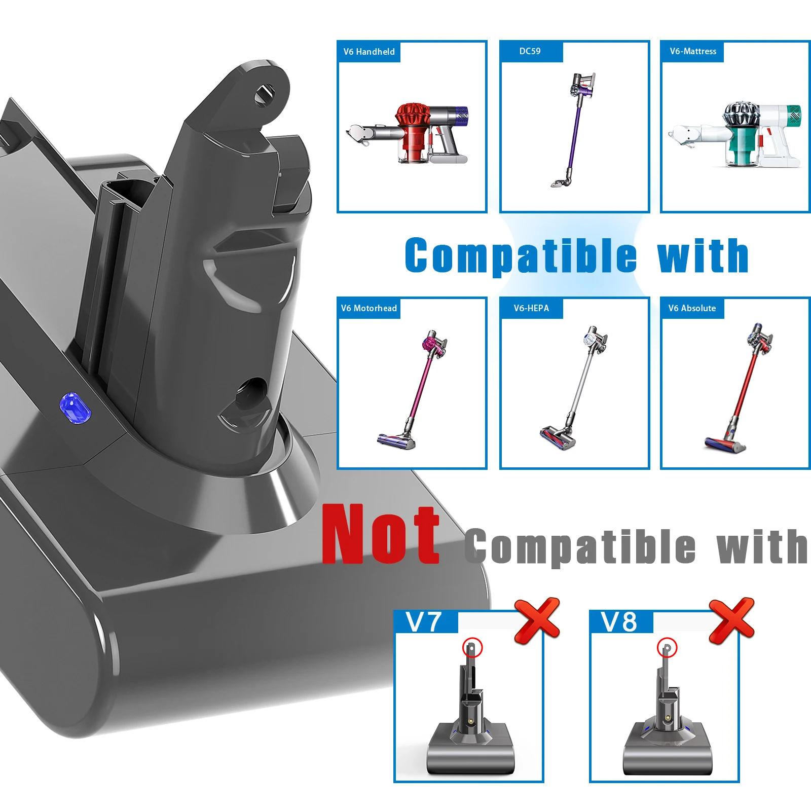 Dla Dyson V6 baterii odkurzacz baterii dla Dyson V6 puszyste V6 zwierząt SV03 SV05 SV07 SV09 DC62 DC58 DC59 DC61 DC74 DC72