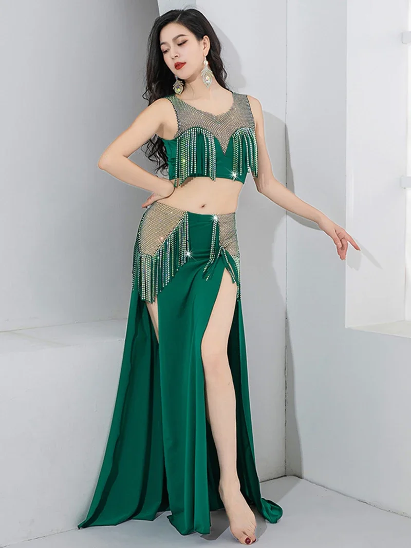 

Women Latin Jazz Dance Practice Dress Female Adult Backless Strap Long Slit Skirts National Standard Dance Performance Costumes