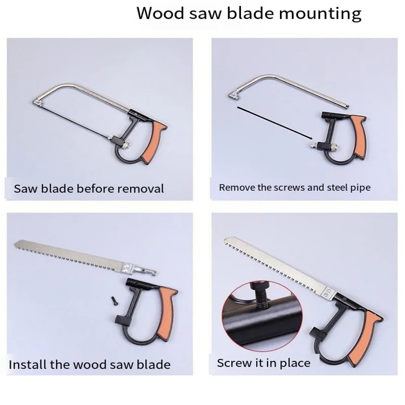 8in1 Saw Multi Purpose Hand DIY Steel Saw Metal Wood Glass Saw Kit 6 Blades Woodworking Metalworking Model Hobby Tool