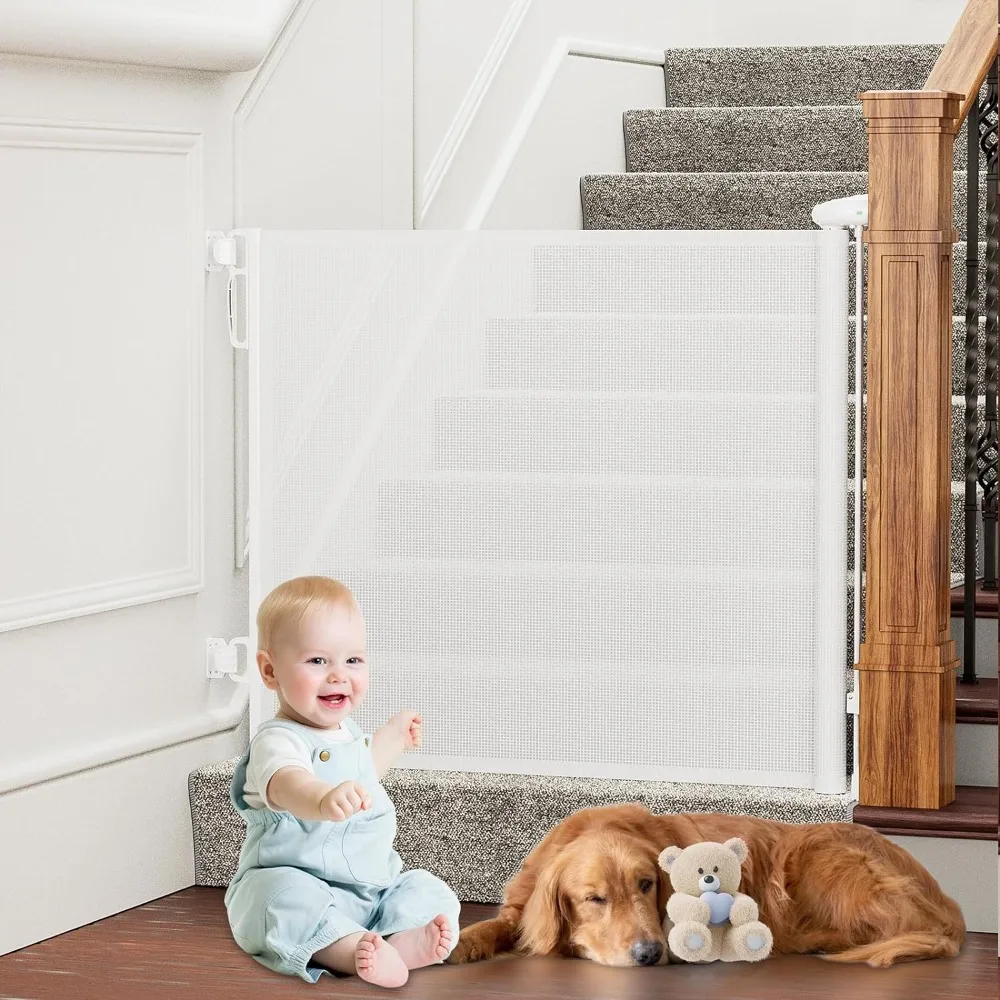 Retractable Baby Gates Extra Wide,Retractable Dog Gate for The House Extends to 54