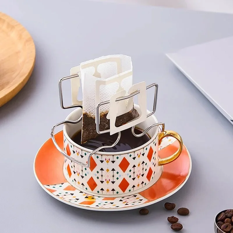 Portable Hanging Ear Coffee Holder Stainless Steel Filter Bag Holder Hand Brew Coffee Filter Paper Drain Holder Barista Tool