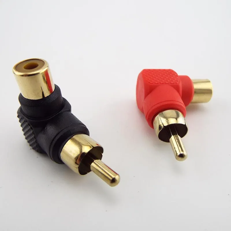 2/4/10pcs 90 Degree RCA Male To Female Right Angle Connector Plug Adapters M/F Audio Adapter Gold Plated C3