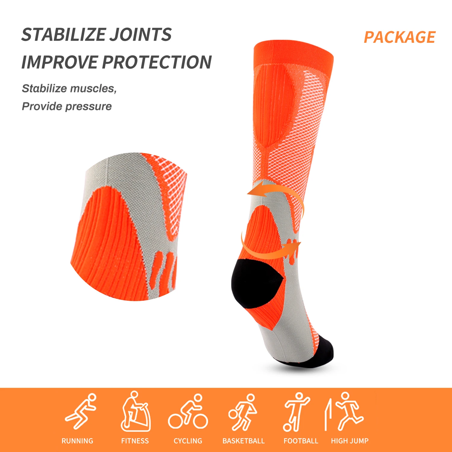 Moda Mulaya Quality Compression Stockings Men/Women Leg Support Elastic Varicose Veins Socks KneeHigh Elastic Sports Outside