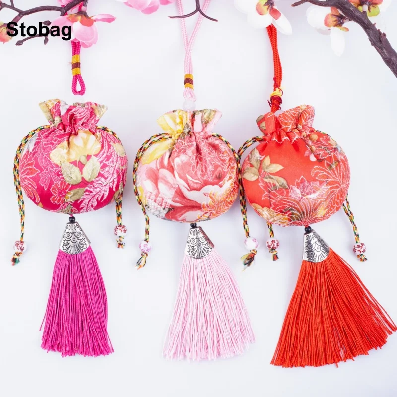 

StoBag 50pcs Wholesale Chinese Sachet Hanging Bags Gift Drawstring Jewelry Package Storage Pocket Reusable Pouches Decoration