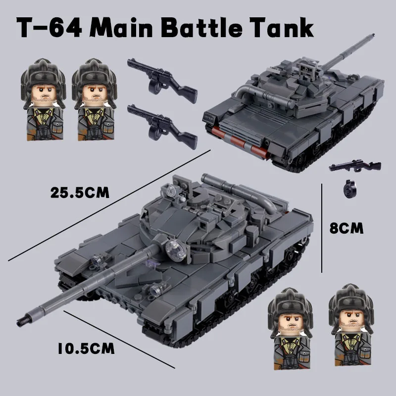 

WW2 Tank T64A Tank Building Blocks Blocks Soviet Main Battle Tanks Armored Tracked Vehicle Model Special Armys Kids Toys Gift