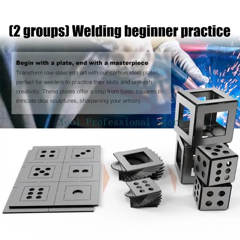 57QF 2Pcs Welding Practice Metal Plates Alignment Training Plate Block Assembly