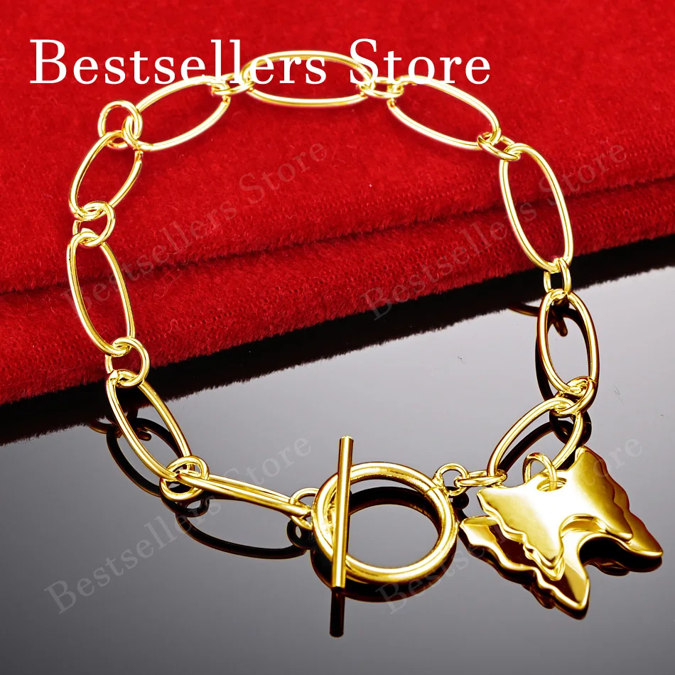 Bracelet papillon double couche en argent sterling 925 plaqué or 18 carats, exquis, élégant, pour femmes, cadeau de mariage, bijoux de fête