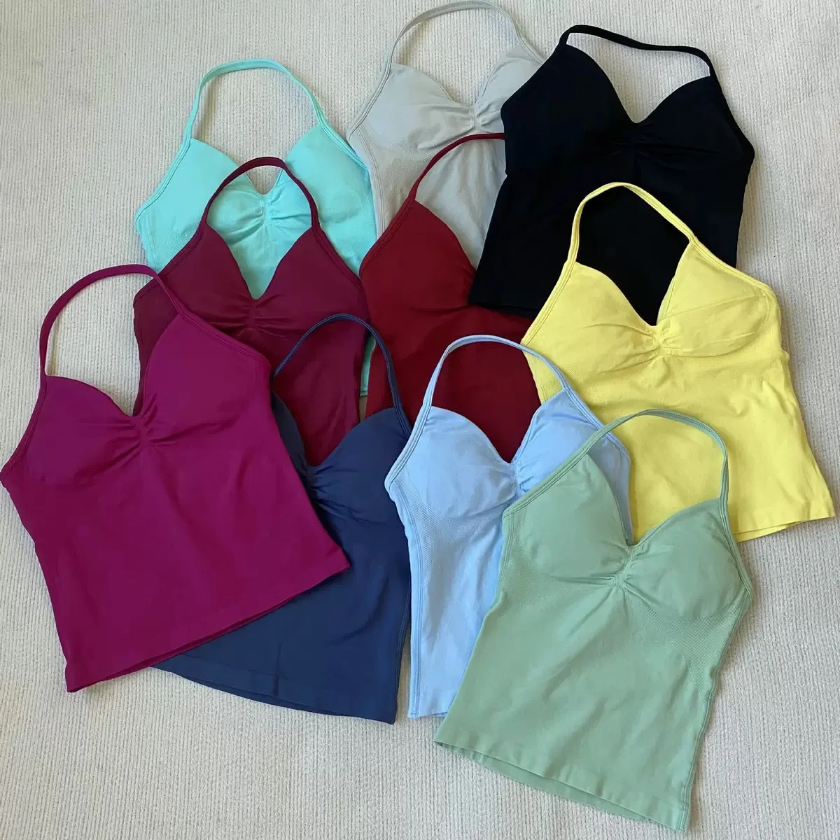 

NO LOGO Longline Strappy Gym Top Backless Clothes Women Scrunch Bra Removable Cups Yoga Tank Workout Outfits Tops Sports Vest