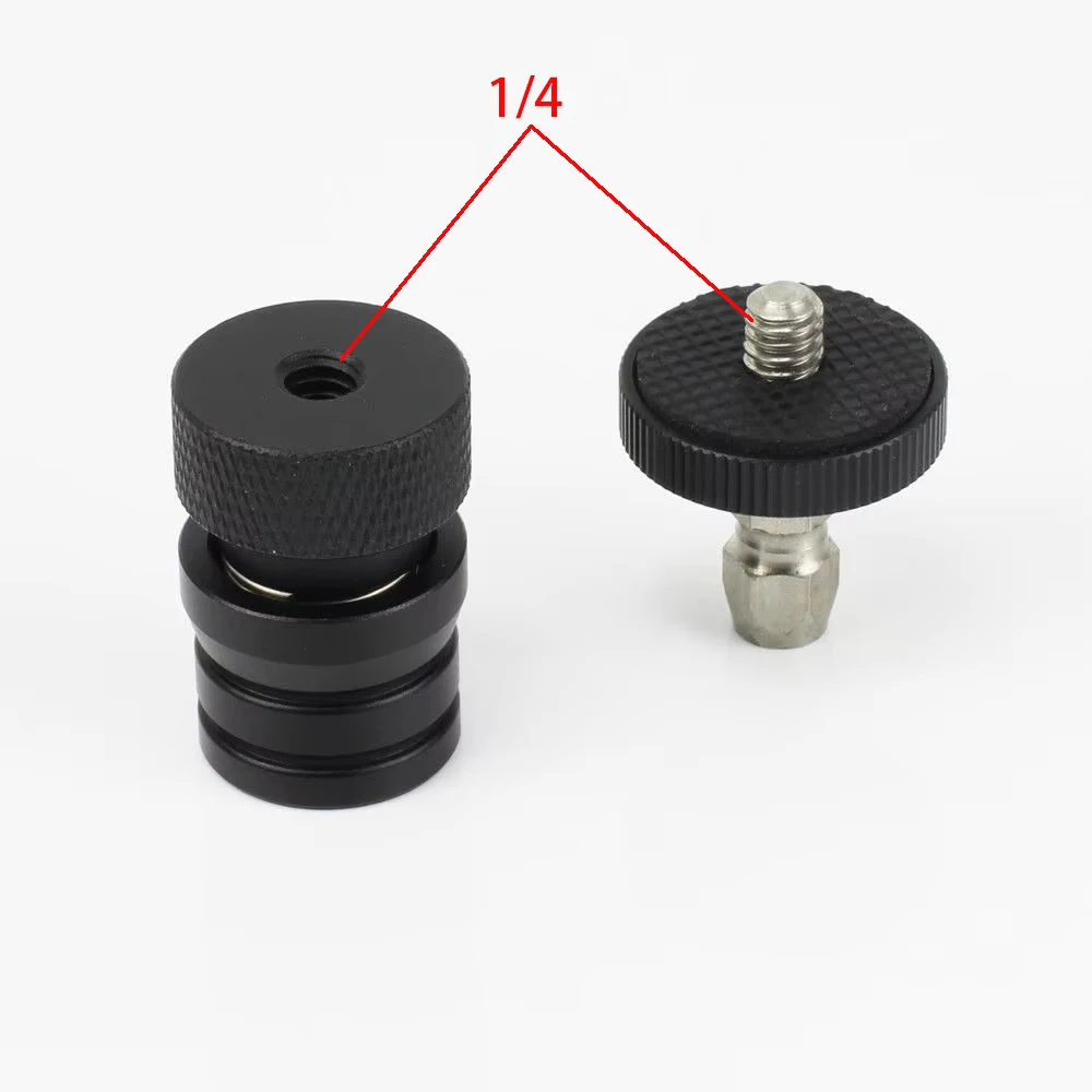 Mini soporte de brazo de micrófono de liberación rápida para cámara con trípode grabadora Pro Pole Rod, orificio de 1/4 a 1/4 macho, artículo de rosca 1/4-20