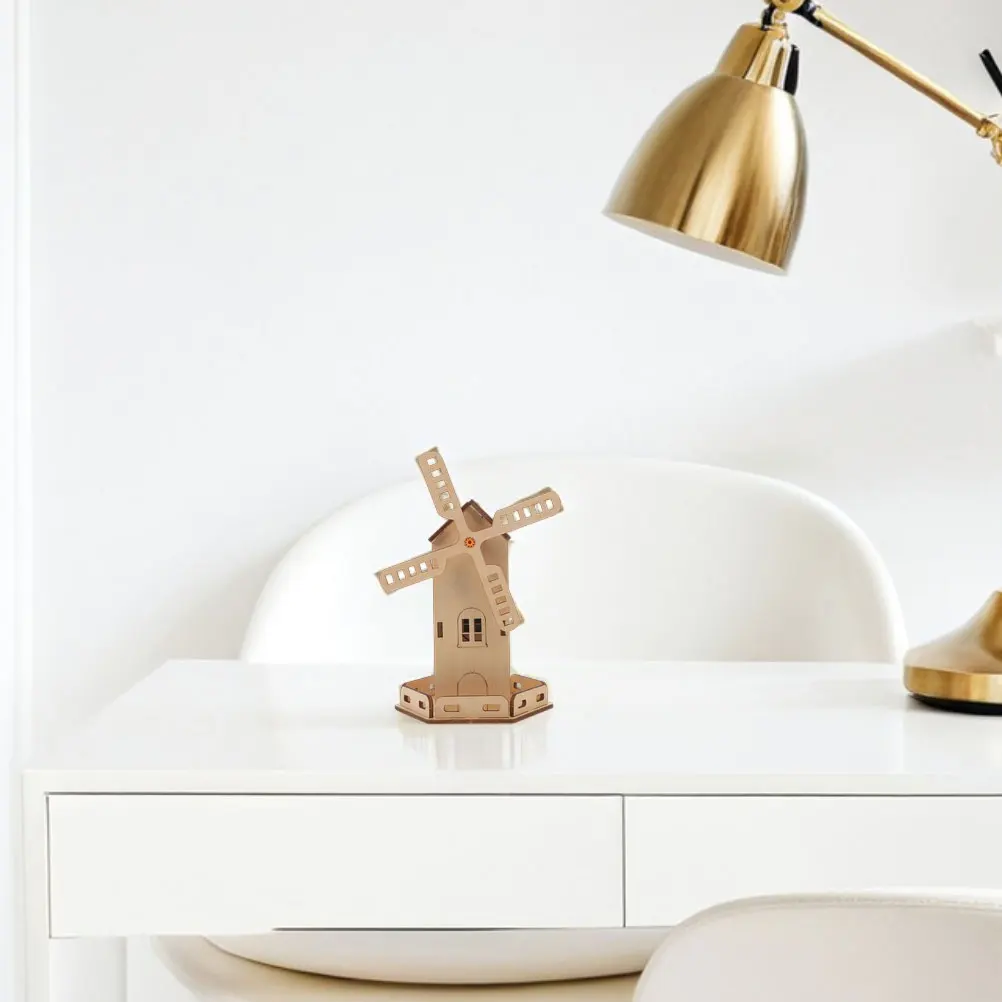 3pcs Diy Solar Powered Windmill Kit Stem Science Craft Educational For Kids Wooden House Construction Assembly Solar Energy