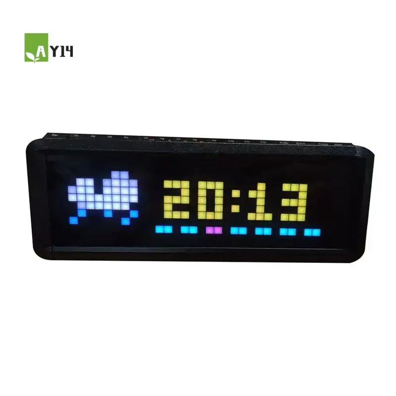 AY14 -Mini LED Displays Clocks With Weather Clocks Stocks Cryptocurrency Bitcoin Forex Price Desktop Dot Matrix Screen WIFI
