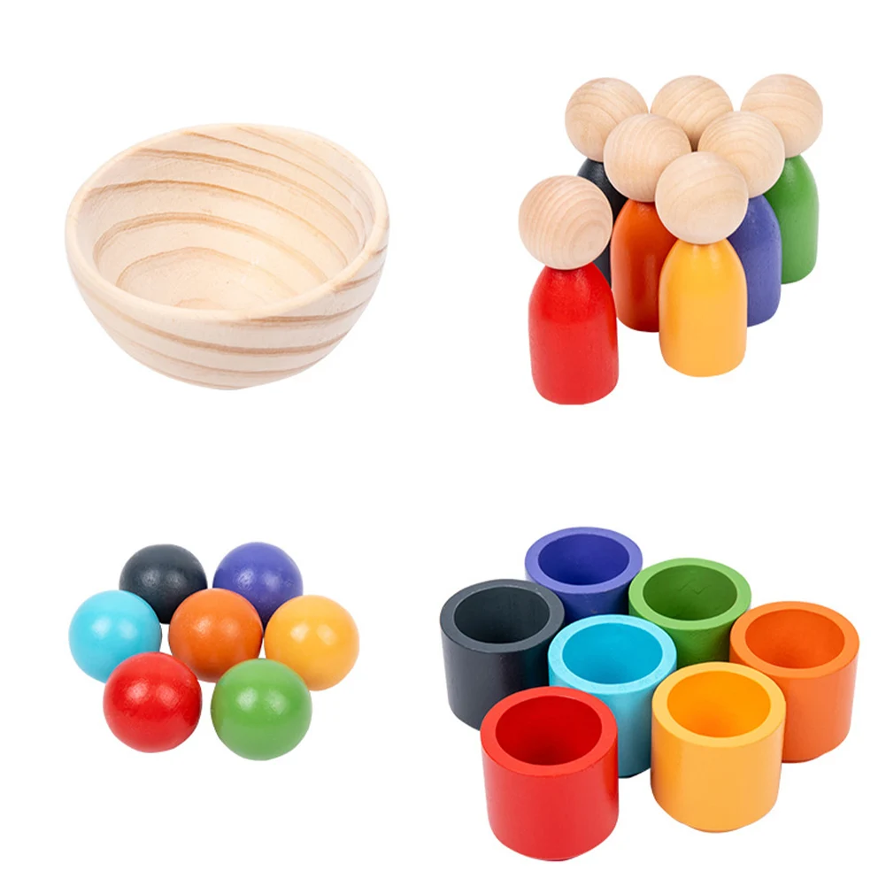 Wooden Montessori Sorting Game Multi-Purpose Montessori Color Sorting Toy Color Matching Toys for Outdoor Travel School