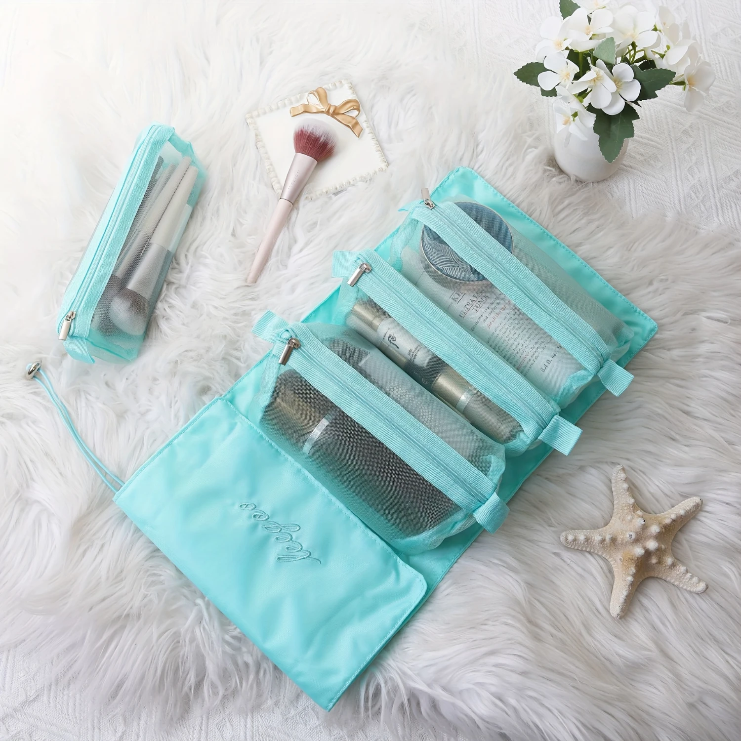 

Four-in-One Detachable Makeup Bag - Portable, Spacious, and Water-Resistant Cosmetics for Womens Travel and Daily Use - Large C