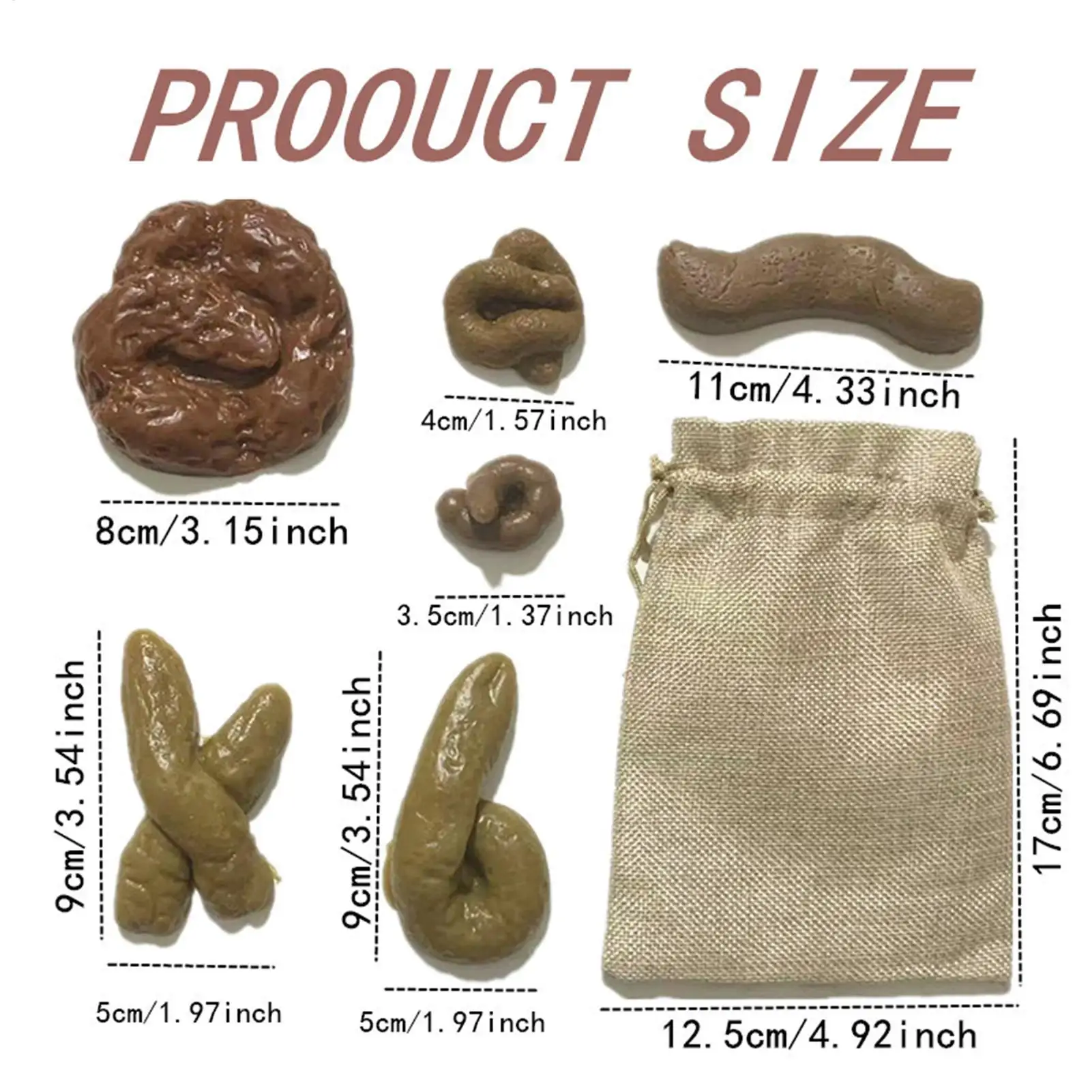 Sensory Fidget Toys 6 Pieces Soft Novelty Gag Gadget Squeeze To Relax Poop-Shaped Toy for Teens Adults Boys Classroom Commuting