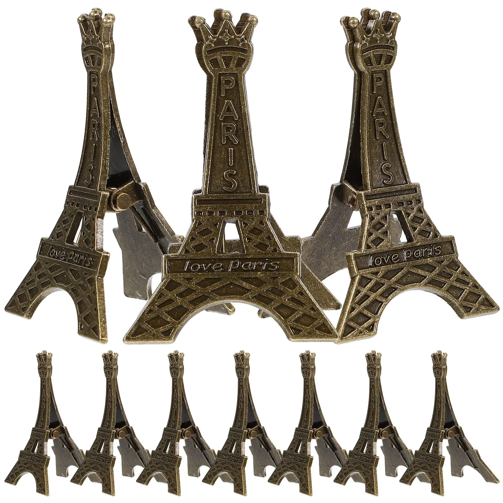 

10pcs Metal Eiffel Tower Card Holders Sturdy Alloy Place Holder for Wedding Table Number Memo Clip Photo Stand Display