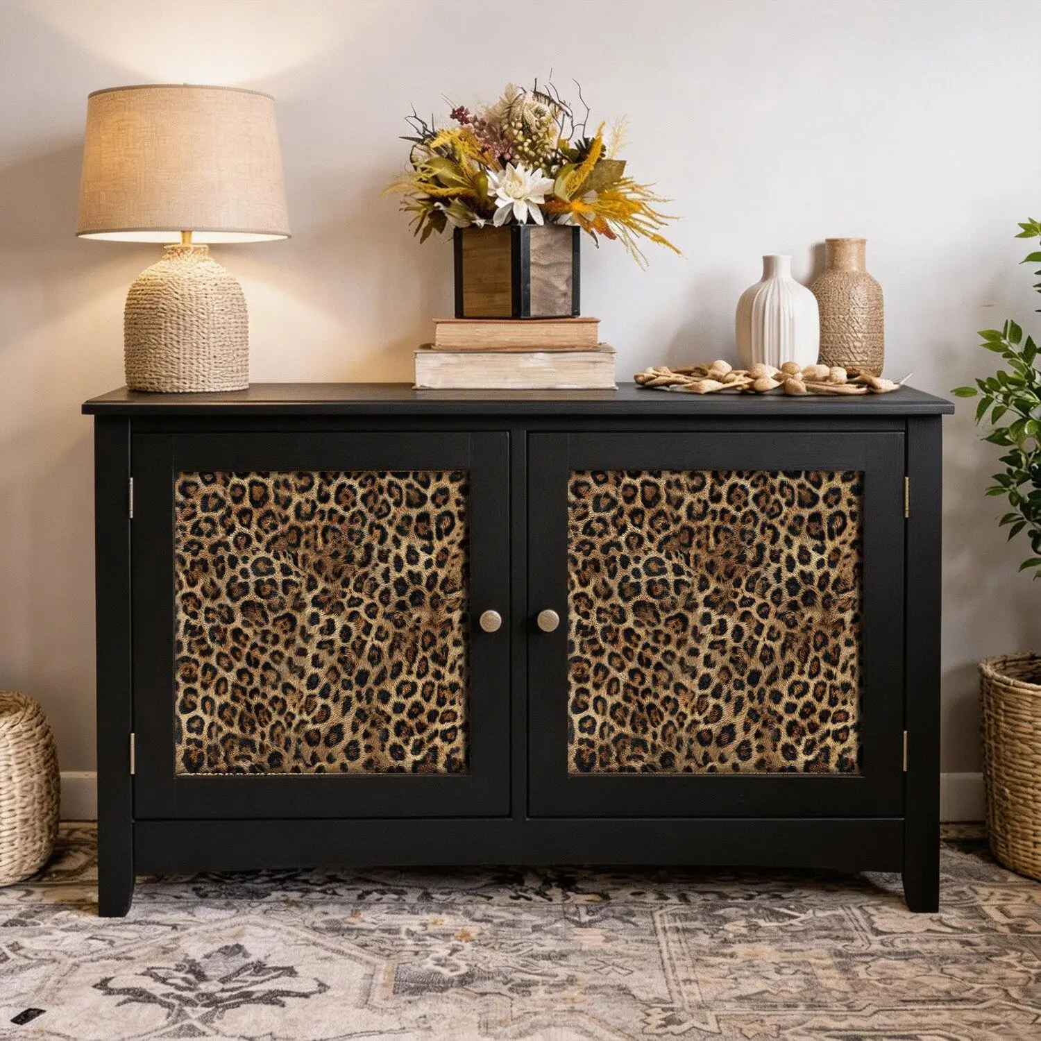 Classic Brown Leopard Print Self-Adhesive Wallpaper Waterproof Removable Vinyl Wall Covering for Home Cafe Furniture Renovation