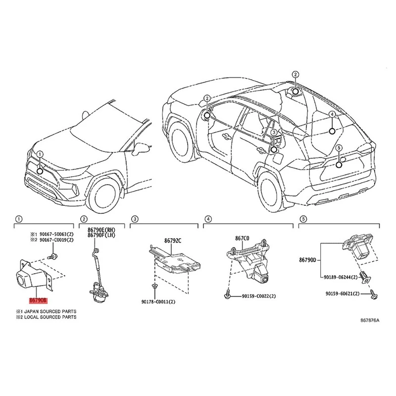 86790-0R181 Front View Camera Assembly 86790-0E280 86790-0R200 for Toyota Harrier RAV4 2019-2023 Surround Assist Camera