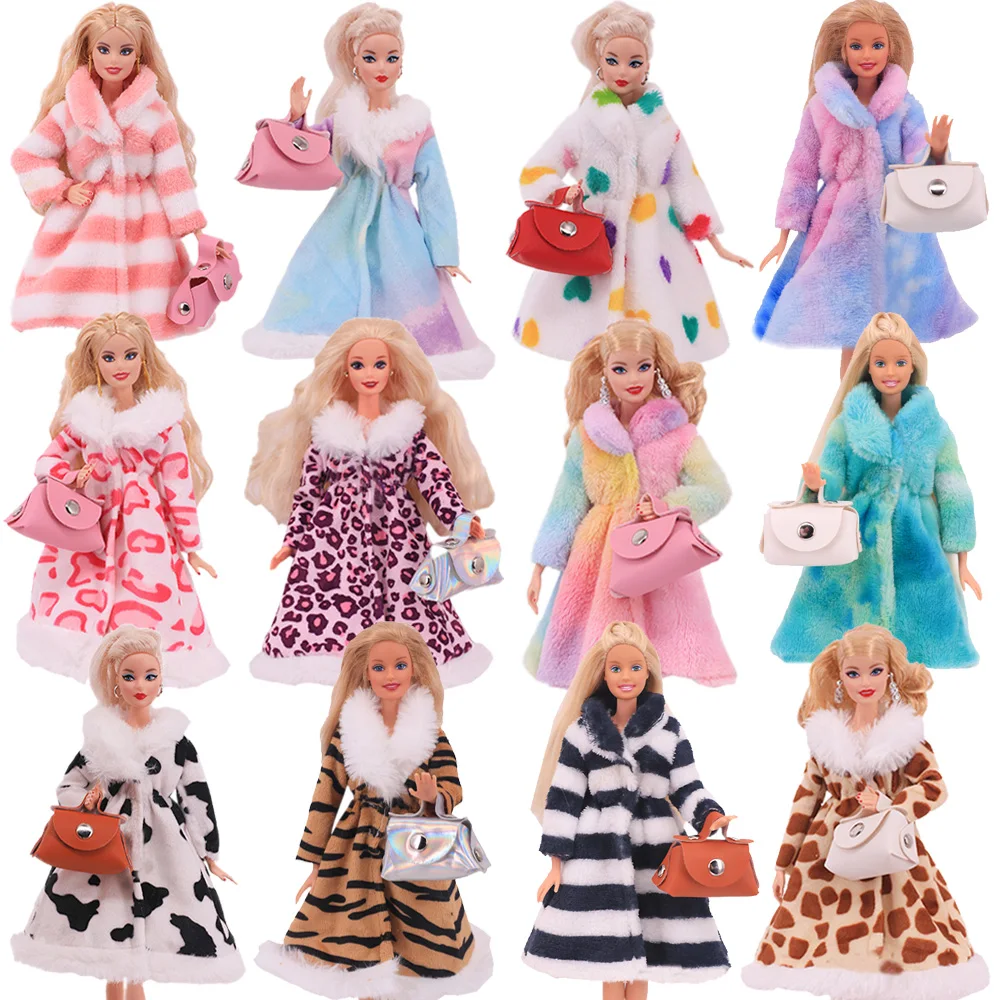 Accessories&Miniature Items Handbag Hat,Doll Multiple Temperament Plush Coats,Toys For Girls For 11.8Inch Barbis 30Cm Bjd Dolls