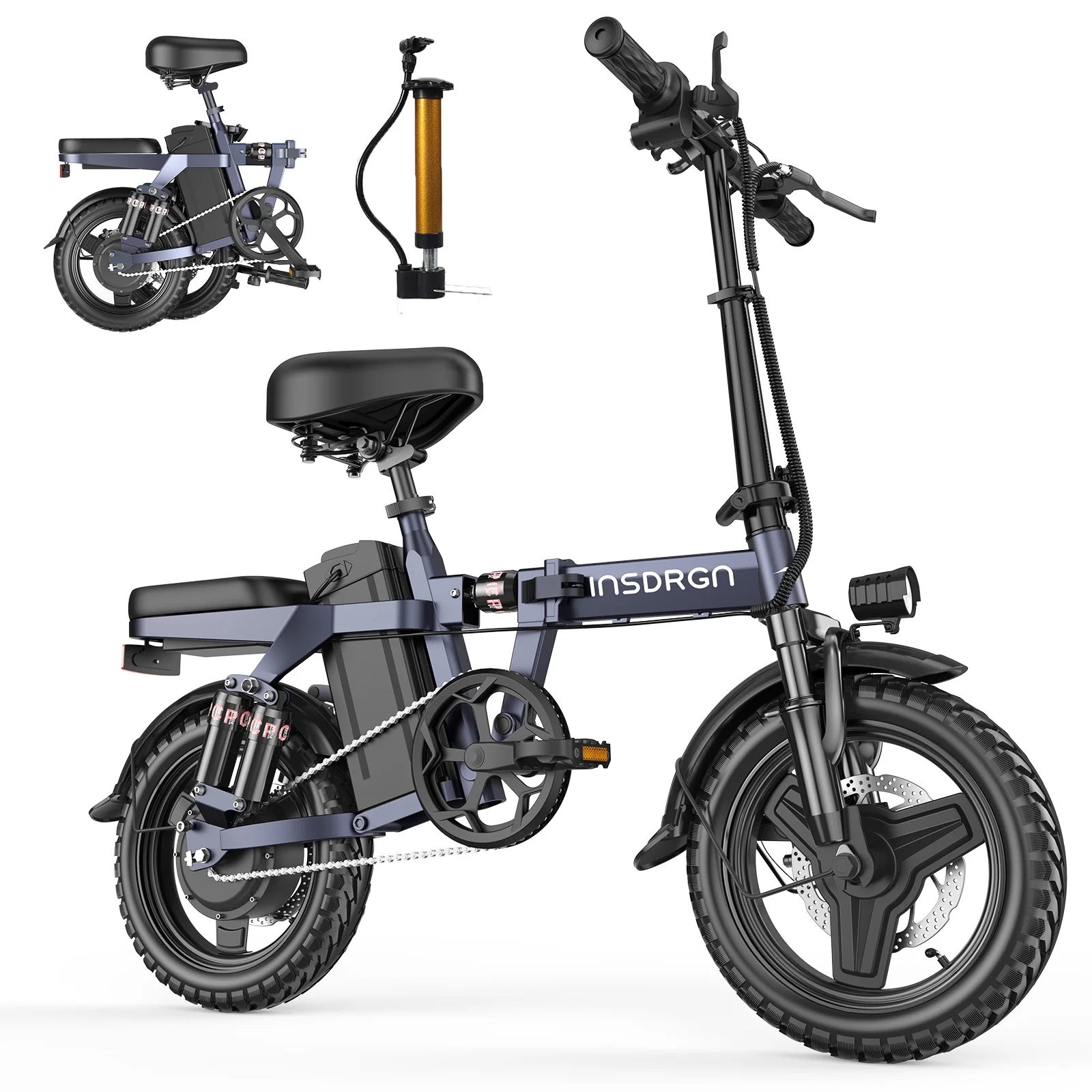 

Folding Electric Bike, 14 Inch Tire, 18 Mph, 250 Watt Motor, Mini Small Electric Bike for Kids