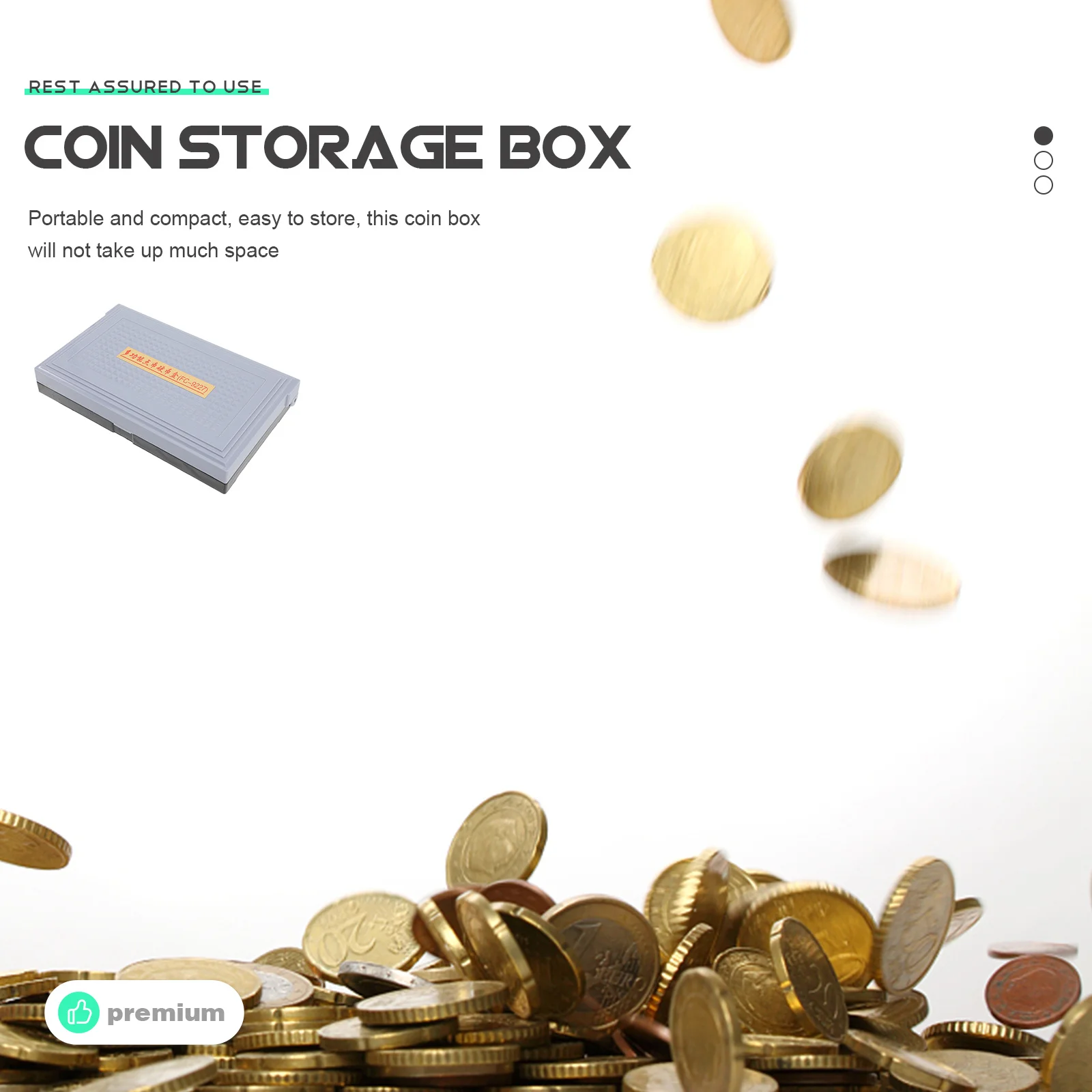 Sturdy Reusable Coin Container with Grids Wear-Resistant Multi-Compartment Case for Home Office Bank Cashier Essential Supply