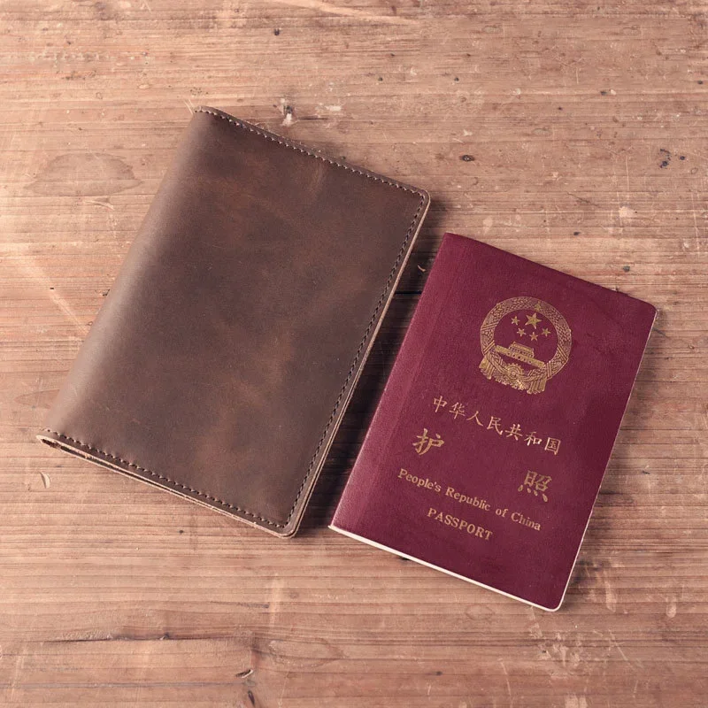 Handmade Personalised Leather Passport Cover Men Customized Personalized Passport Holder with Names