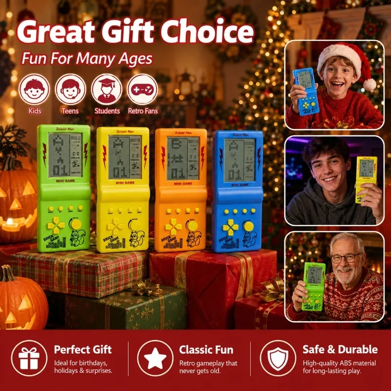 Classic Retro Handheld Game Console 4 Inch Large Display Portable Tetris Leisure Video Game Entertainment Device