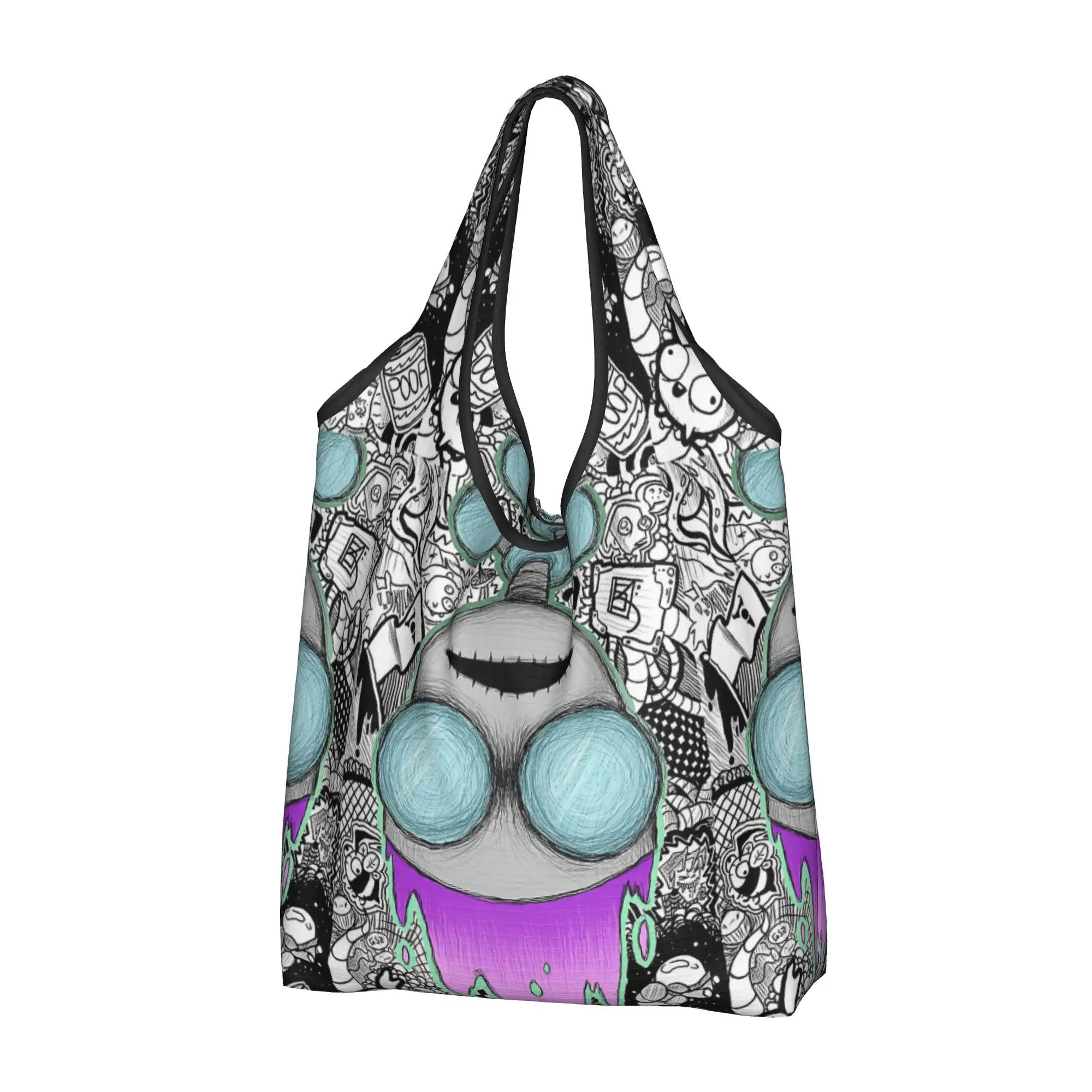 Custom Z-Zims Cartoon Movie Shopping Bag Women Portable Big Capacity Grocery Science Fiction Shopper Tote Bags