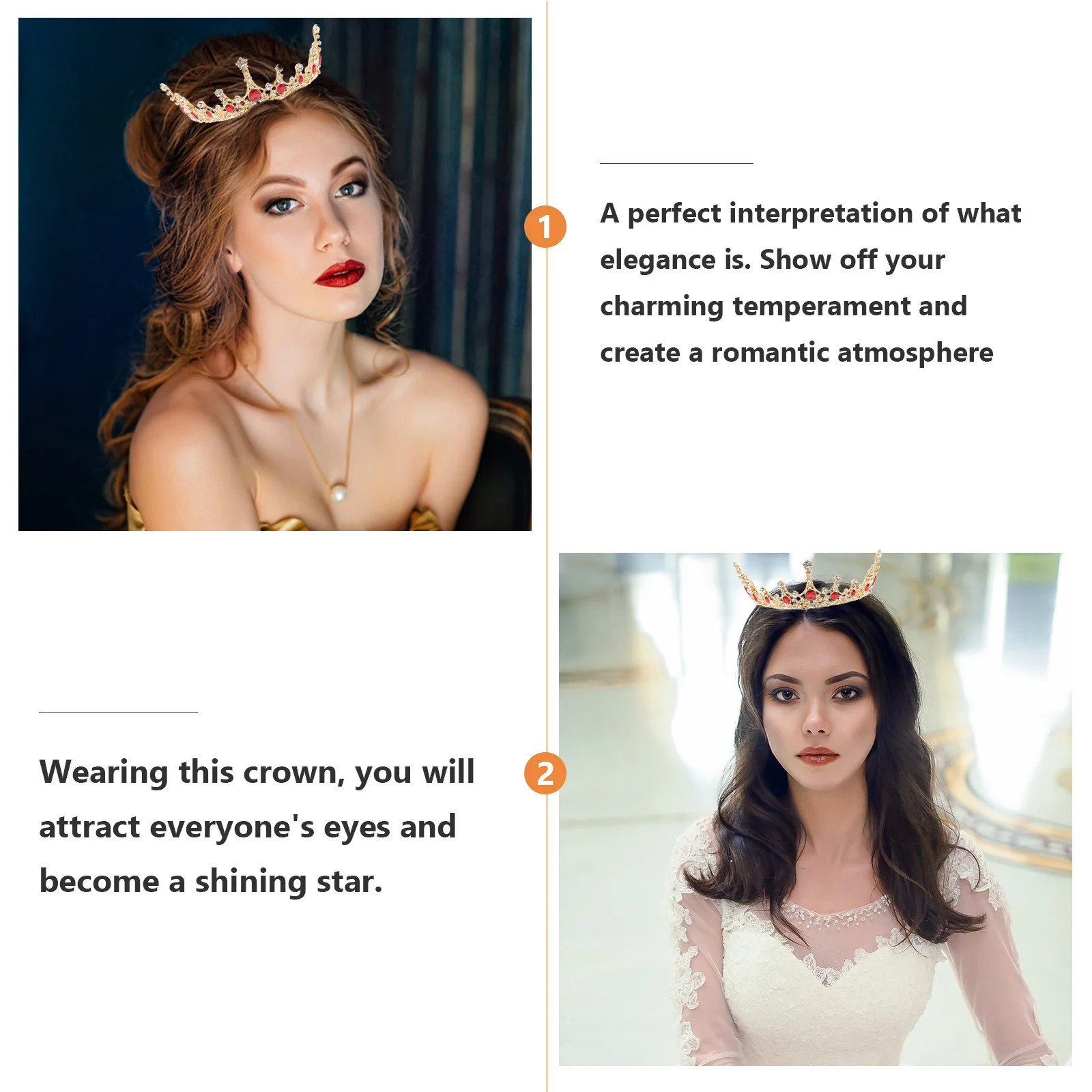 1Pcs Crystal Wedding Crown Bridal Baroque Style Round Shape Perfect for Anniversary Costume Party Bridal Wedding Crown