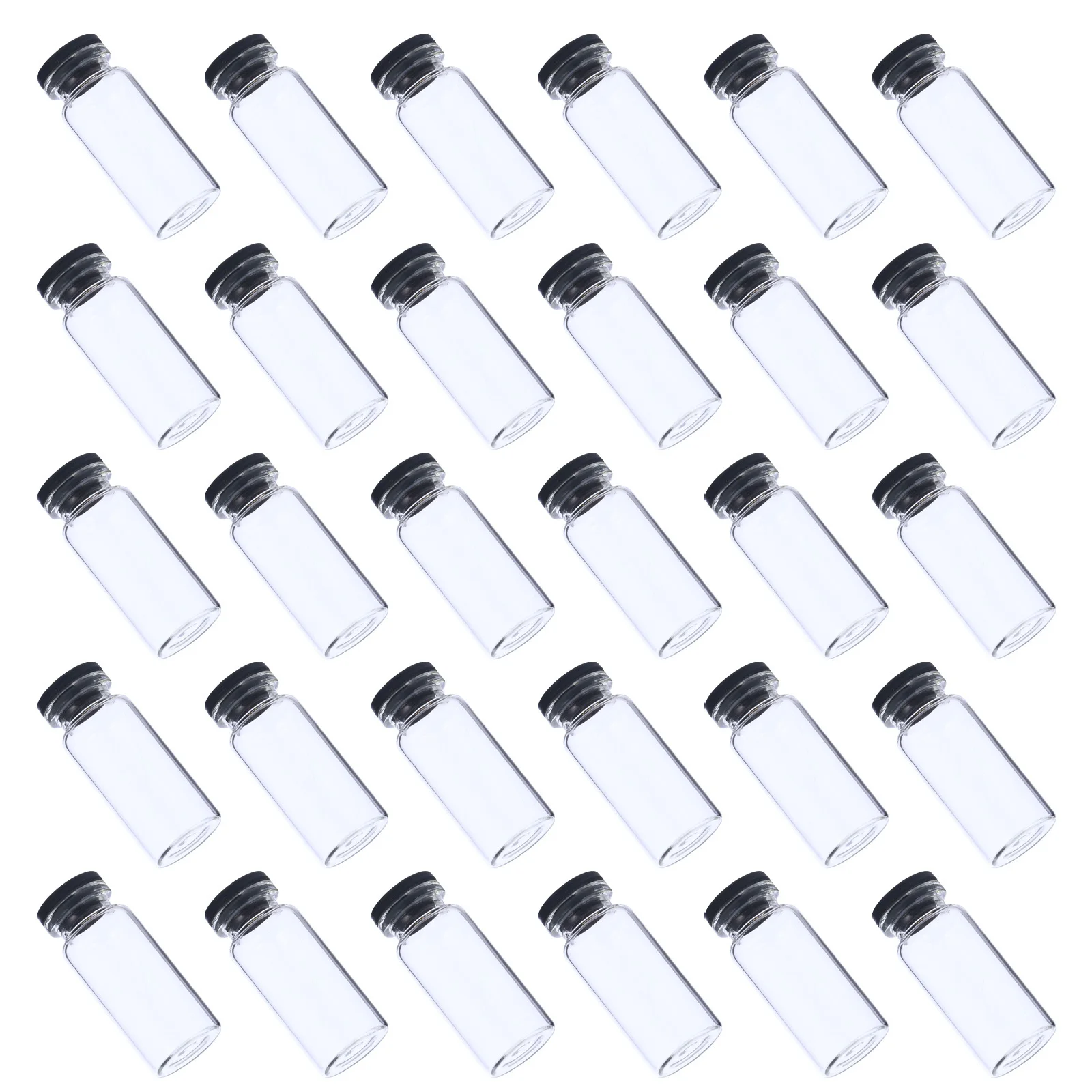 

30Pcs Clear Science Glassware Vial Bottles Transparent Thick Bottom Cap Sealed Sample Storage Essential Oil Experiment