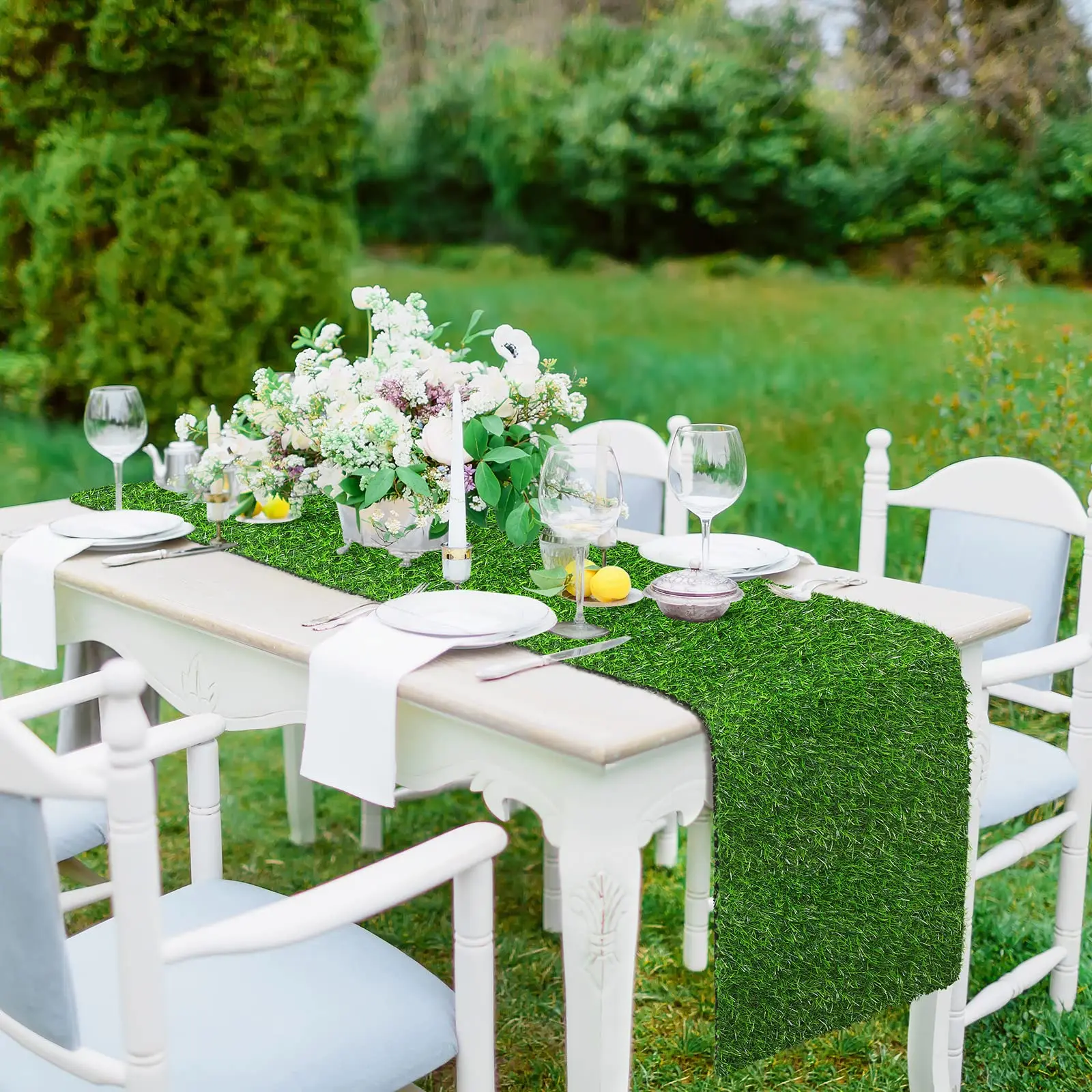 Artificial Grass Table Runners Green Fake Turf Table Centerpiece Decor Golf Theme Party Synthetic Table Runner for Home Decor