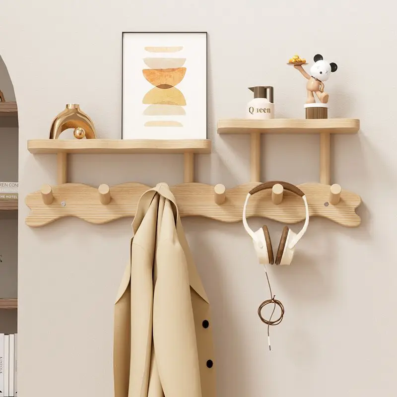 

Nordic Solid Wood Wall Hanging Clothes Rack Wall Hanging Home Entry Creative Storage Hangers Furniture Storage Hook Hat Rack