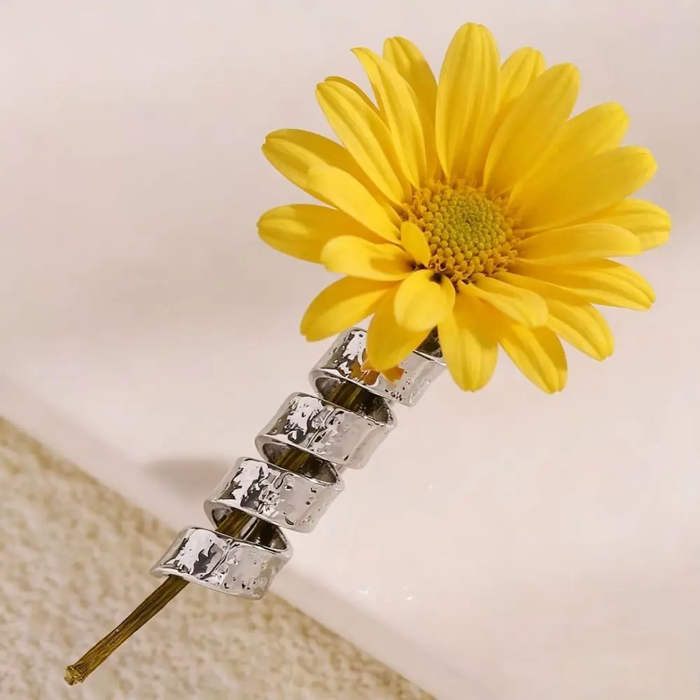 Copper Flower Stem Brooch Pin Spiral Design Silver Boutonniere Holder Open Tube Jewelry Accessories Corsage Stem Clip