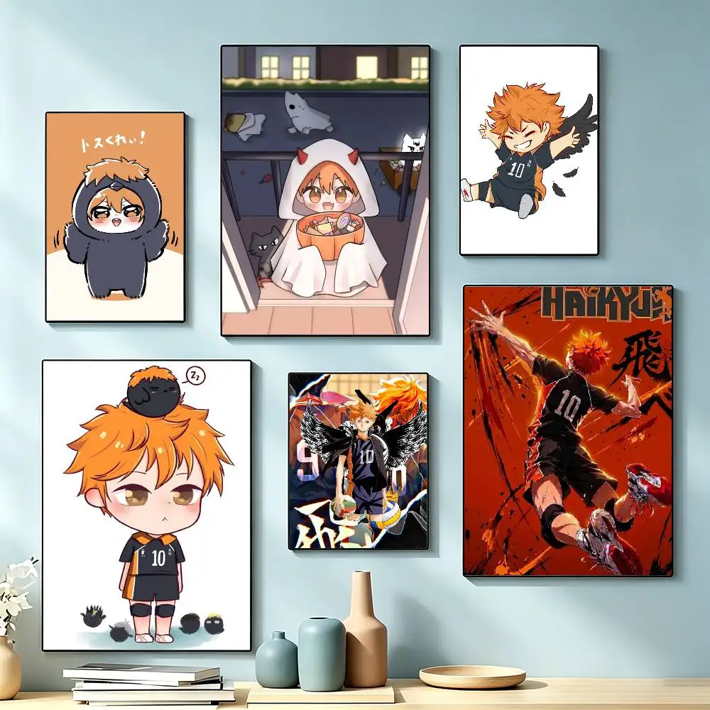Anime H-Haikyuu S-Shoyo Hinata  Poster Waterproof Wall Art Sticker For Bar Living Room Vintage Decor High Quality Print Gift