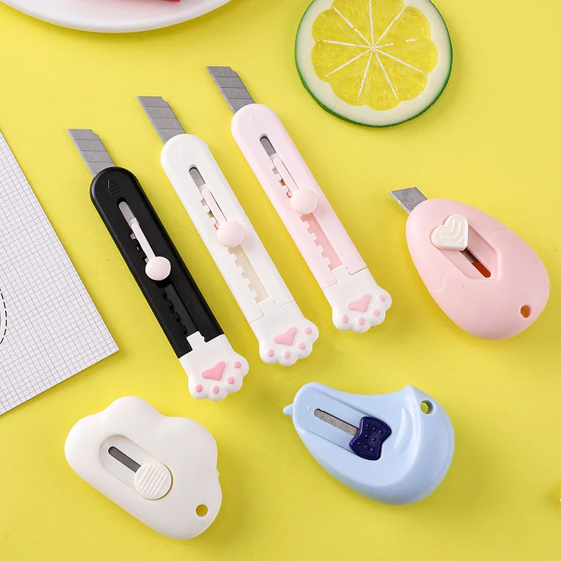 Cute Cartoon Cloud Color Mini Portable Utility Knife Paper Cutter Cutting Paper Razor Blade Office Stationery Cutting Supplies