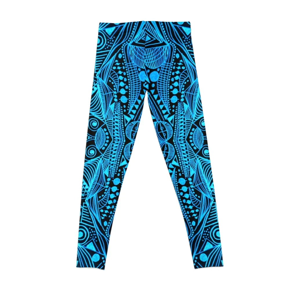 Blue temple by Lorenzo skr Leggings workout shorts flared Women's push up Womens Leggings