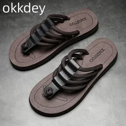 Shoes for Men Fashion Outdoor Beach Roma Men's Flip Flops Platform Non-slip Breathable Flats Comfortable Men's Shoes New Summer