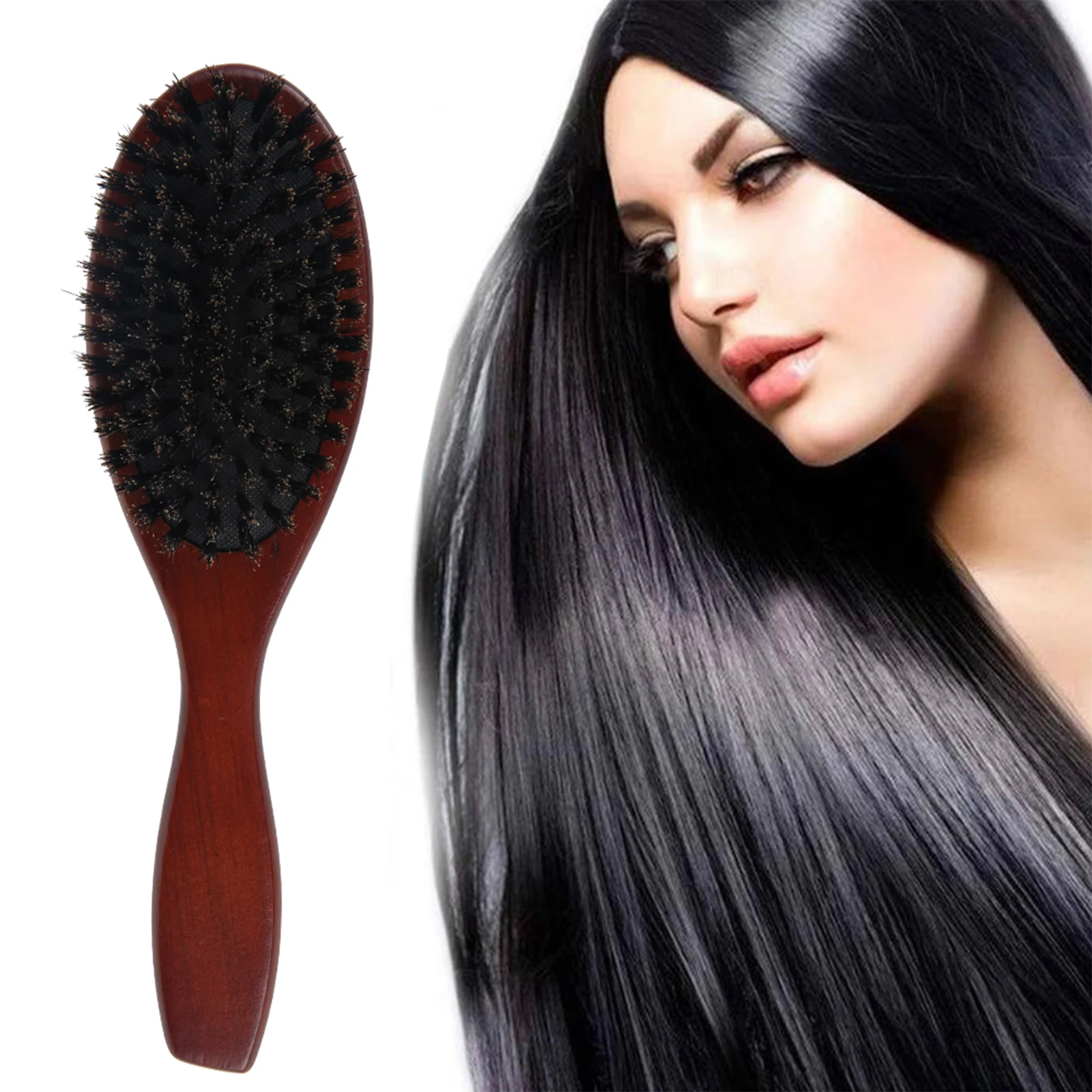 1/2/3Pcs Natural Boar Bristle Hair Brush Women Combs Professional Salon Teasing Back Hair Brushes Wooden Paddle Hairbrush